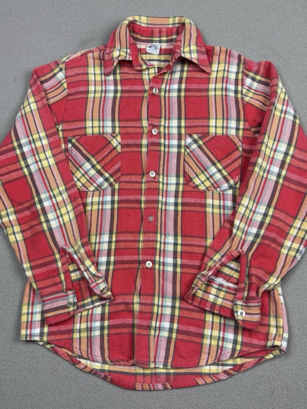 Vintage Big Mac JCPenney Flannel Shirt Men M Tall Plaid Grunge Sanforized Cotton